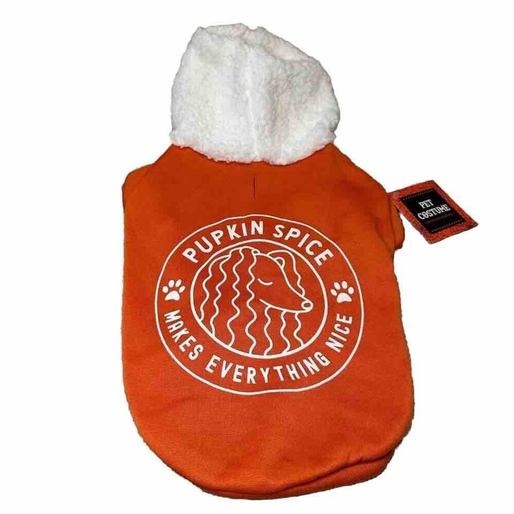Pet Pumpkin Spice Dog Hoodie Size Medium NWT Puppy Cat Gift Cozy